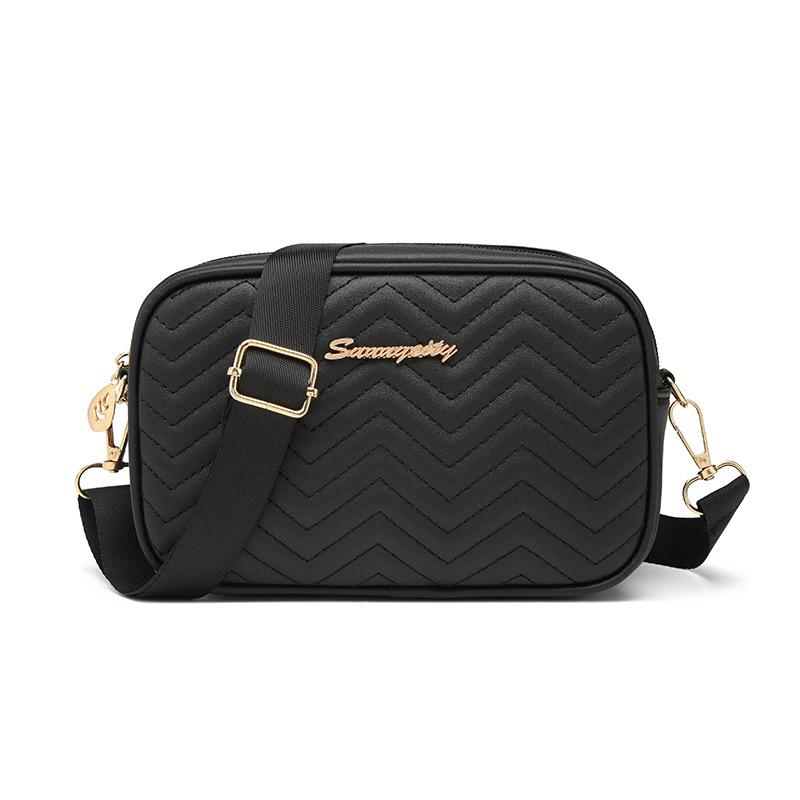 Women's bag simple messenger small square bag spring and summer new fashion trend wavy pattern camera bag mobile phone bag