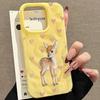 Pink Love Heart Cute Deer Pattern Phone Case For iPhone 17 16 15 14 13 12 11 Pro Max Plus Air 16E Shockproof Folds Texture Cover
