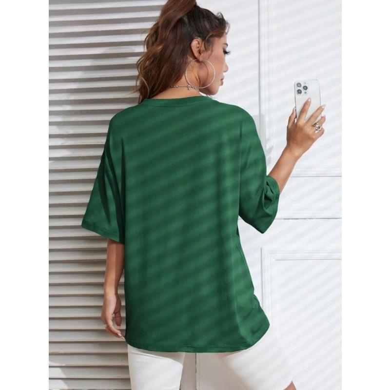 YYFS Camicette e camicie con scollo a mezza manica e stampa tinta unita primavera estate moda casual da donna