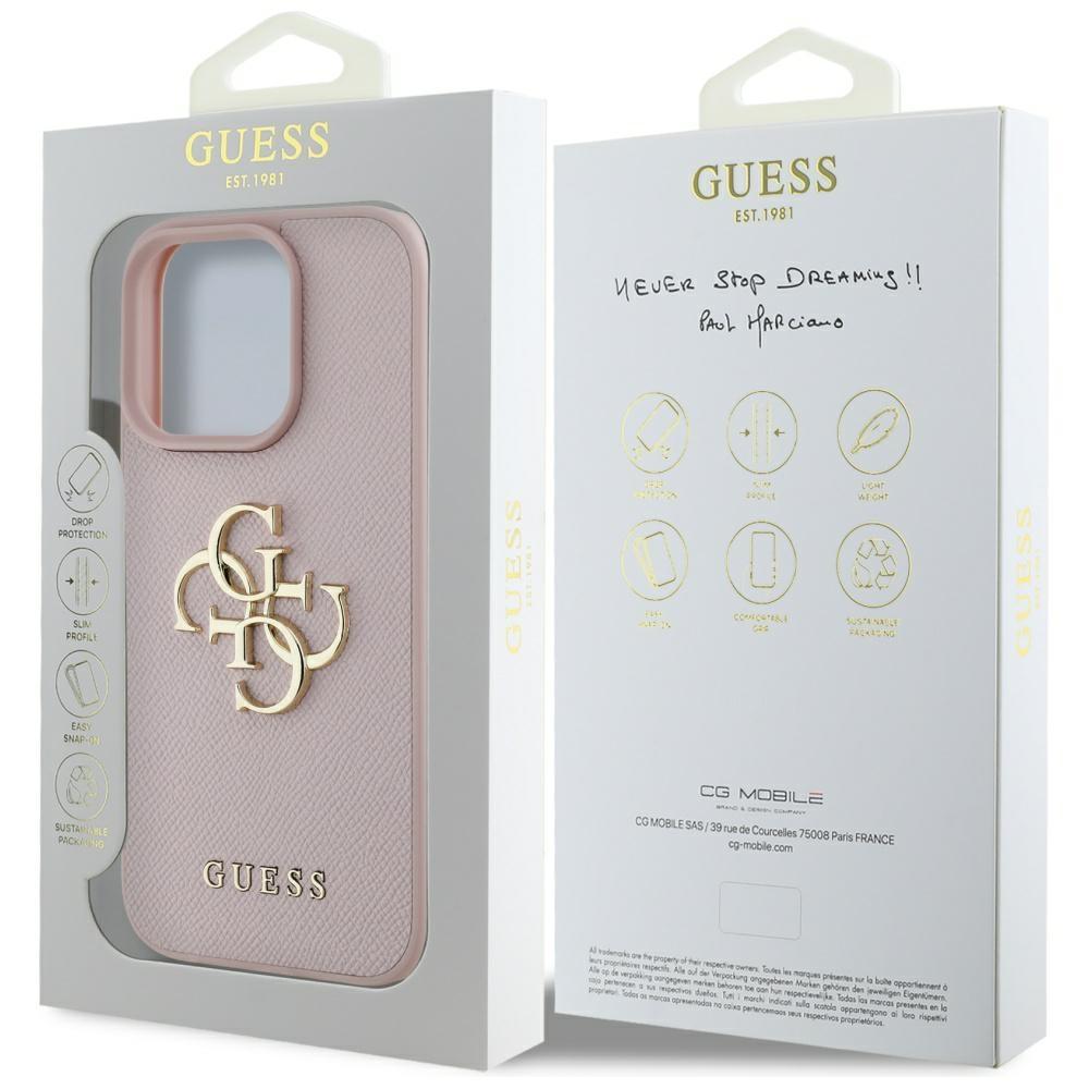 Etui Guess Grained Big 4G Logo Small     Classic Logo Do Iphone 16 Pro Max Różowy