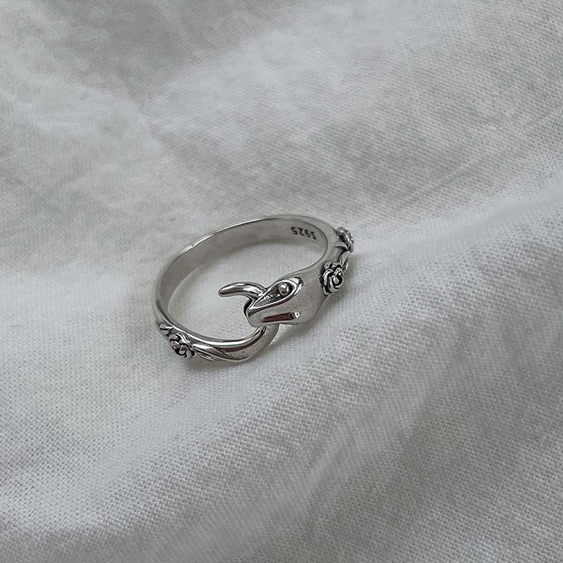 Snake Swamp Bewitching Vintage Silver Dark Premium Valentine's Day Gift Men's and Women's Hand Ornaments Trendy Men's Personality Snake Ring