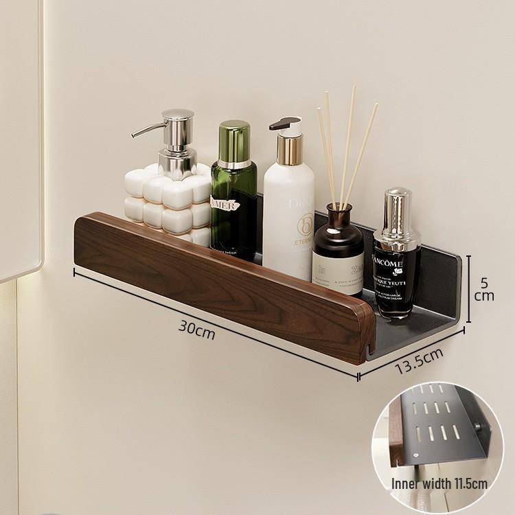 Vintage Walnut Bathroom Wall Shelf & Cosmetic Rack