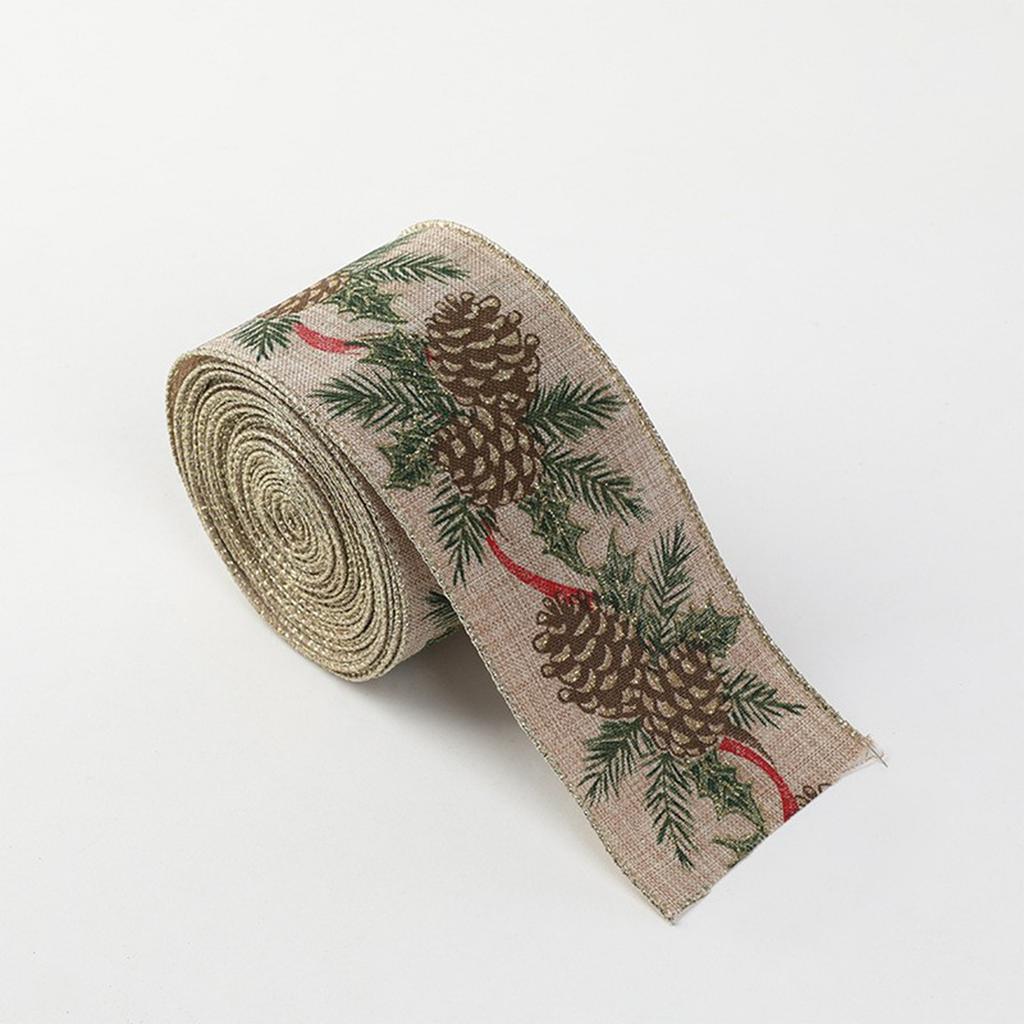 Christmas Webbing, Imitation Linen Ribbon Decoration, Bow Accessory, Snowflake Christmas Ribbon.