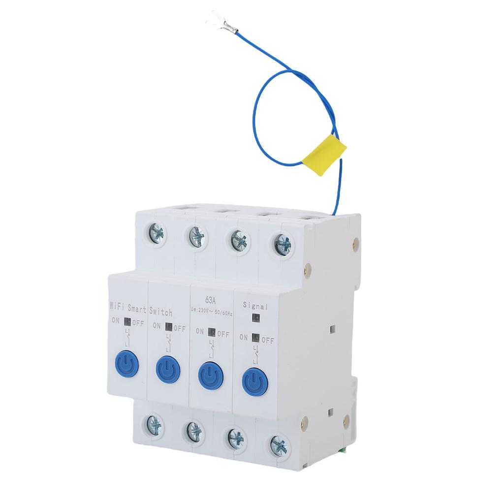 WiFi Circuit Breaker APP Remote Control 4P Isolated Timing Smart Power Switch for Home Appliances 63A Up to 200 Channels