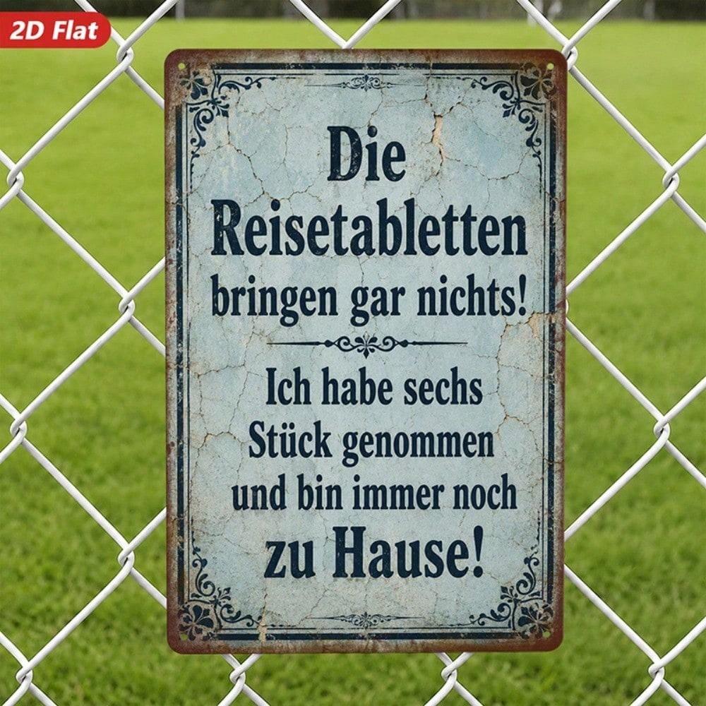 1PC Vintage German Quote Metal Sign,2D Flat Durable Windproof Iron Plaque with Safe Round Edge,Retro Hanging Wall Decor