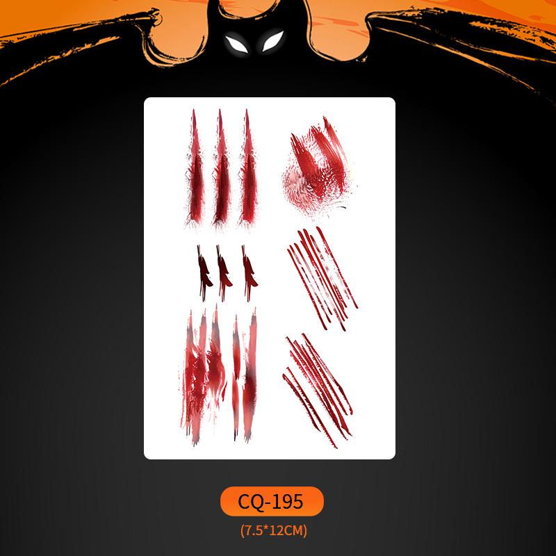 Nuevos Halloween 2024 Pegatinas de Tatuaje de Cara de Boca Grande Aterradoras - Divertido, Impermeable, Maquillaje de Fiesta Colorido