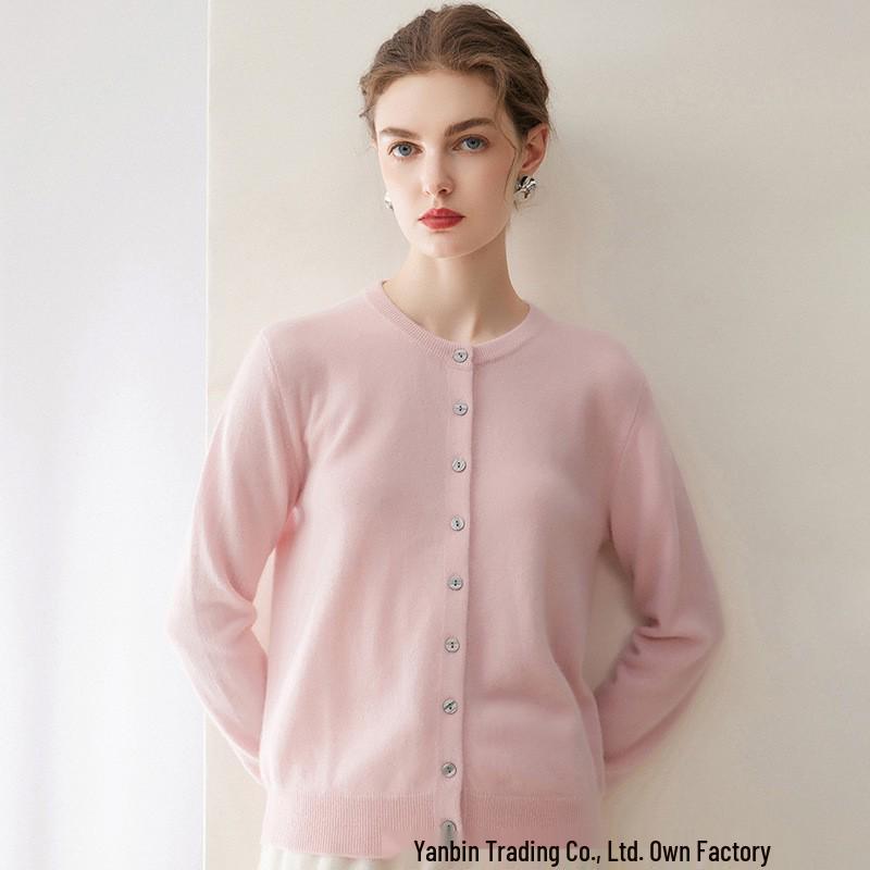 Pure Cashmere Loose Fit Round Neck Cardigan