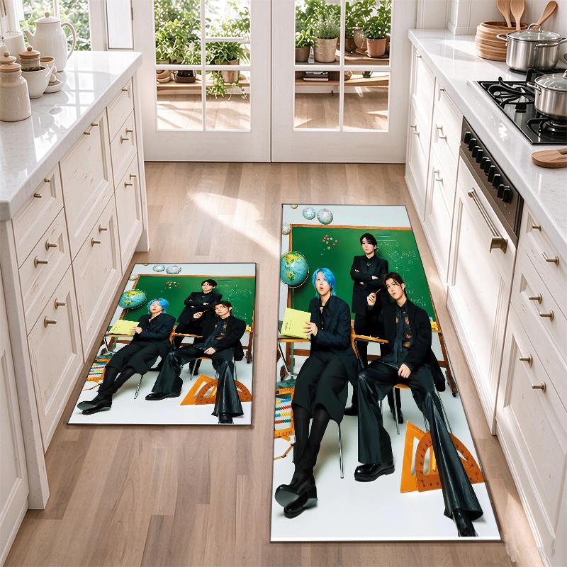 mrs. green apple Flannel Kitchen Floor Mat – Non-Slip, Absorbent and Easy to Clean Suitable for Kitchens, Entryways Bedroomsand Bathrooms