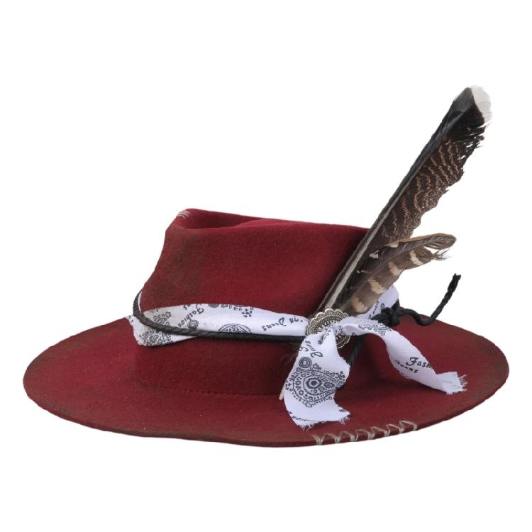 Wool Homburg Exotic Feather Wool Hat Gifts for Comedy Hat Wide Brimmed Unisex Wear for Gatherings Photo Props