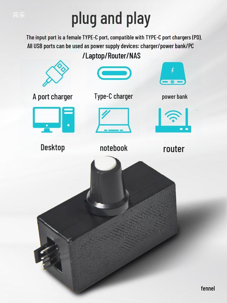 4-Pin PWM Fan Speed Controller with Type-C USB for DIY Water Cooling