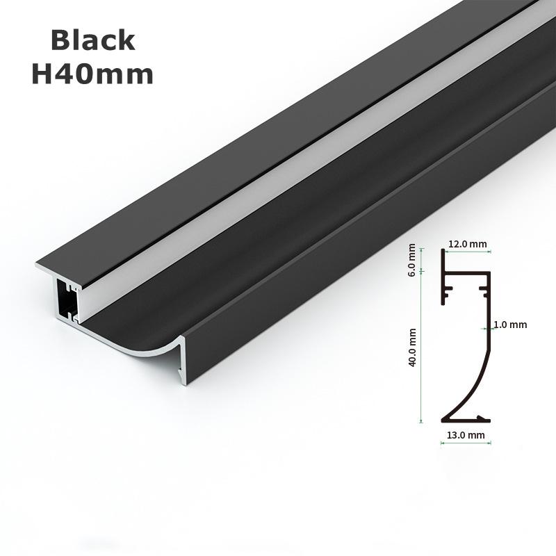 0.5m/1m H40/50/65mm LED Baseboard Bar Light Aluminium Profile Channel Metal Wall LED Skirting for Corridor Strip Linear Lamp