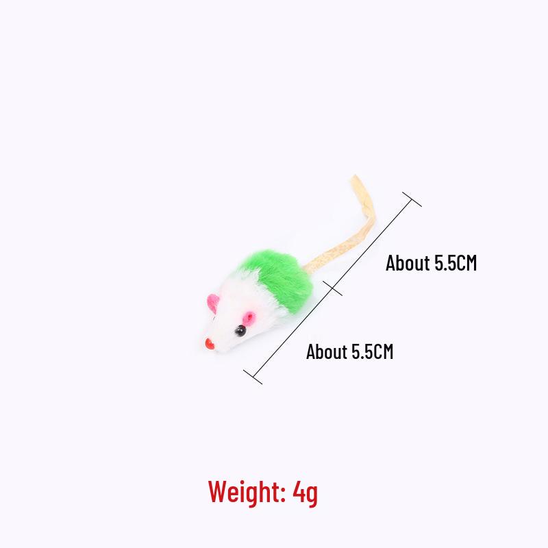 Colorful Rabbit Fur Mouse Cat Toy with Sand and Gravel for Self-Play
