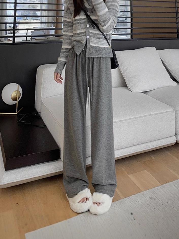 Pantaloni da donna a vita alta a gamba larga Sticky Rice - Pantaloni casual a gamba dritta a vestibilità ampia per primavera/autunno