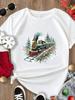 (Asian Size) Tee Merry Christmas New Year Holiday Top festival Casual Women cartoon trend cute Print Lady Short Sleeve Fashion Graphic T-shirts