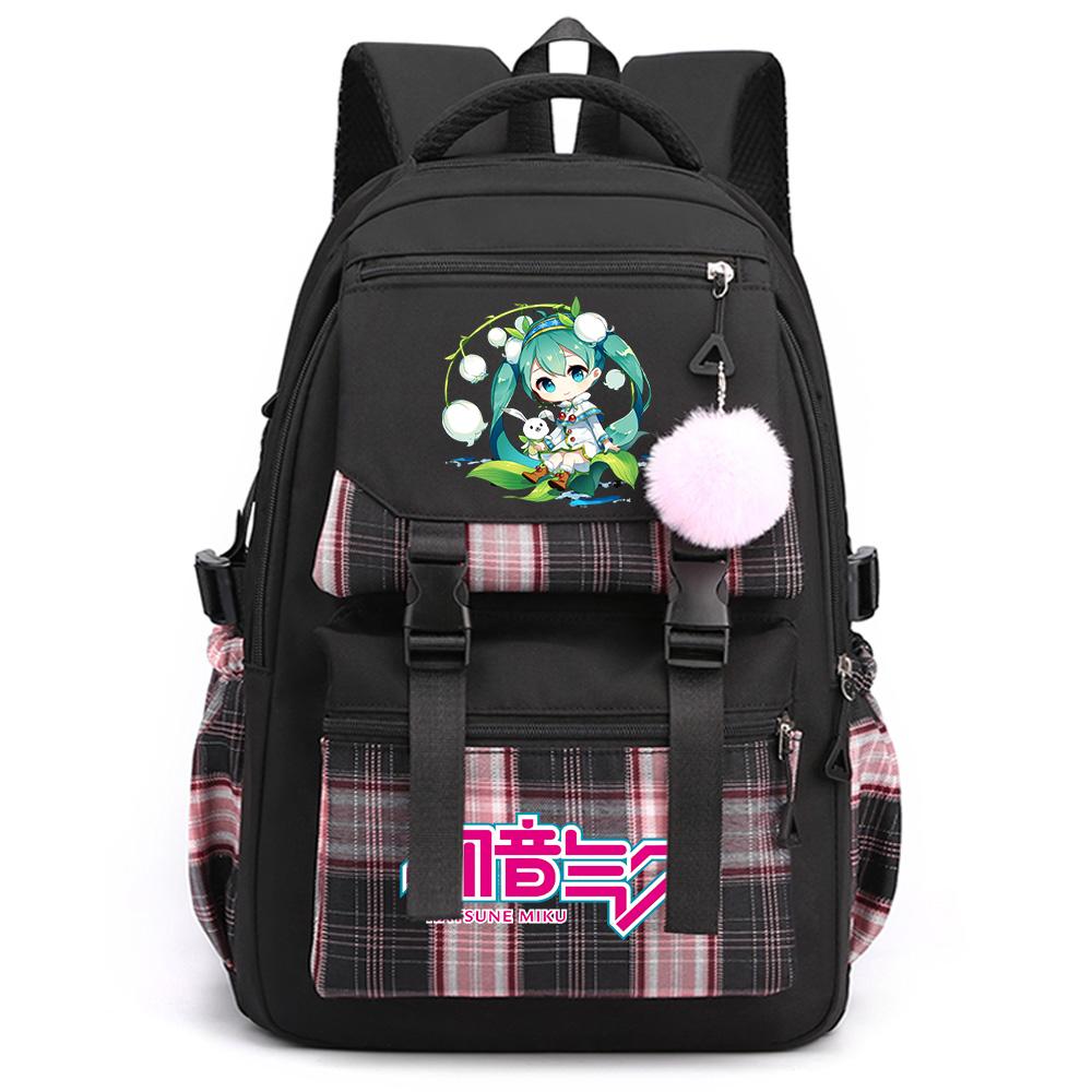 Cartoon Anime Hatsune Miku Printed Large Capacity Backpack for Teenger Student Bookbag Girl Boy Schoolbag Bookbag Women Waterproof Travel Bag