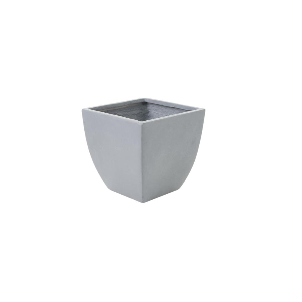 OSJ Large Size with Drainage for Exterior and Outdoor Use Stone-Look Planter, Small, 11, Hole, Eco-Friendly, Gray, Square,