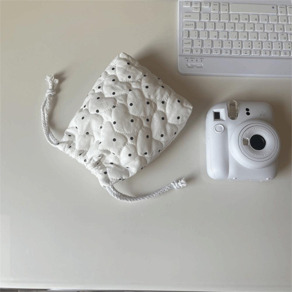 Anti-fall Drawstring Wallet Quilted Cotton Sanitary Napkin Storage Bag for Travel