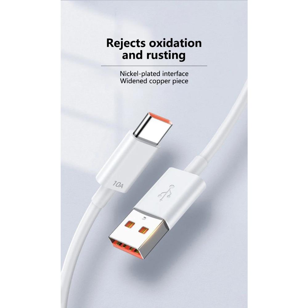 USB Type C Cable 120W 10A Fast Charging Wire Mobile Phone USB For Huawei P30 Xiaomi Realme Samsung Poco X6 USB C Data Cable Cord