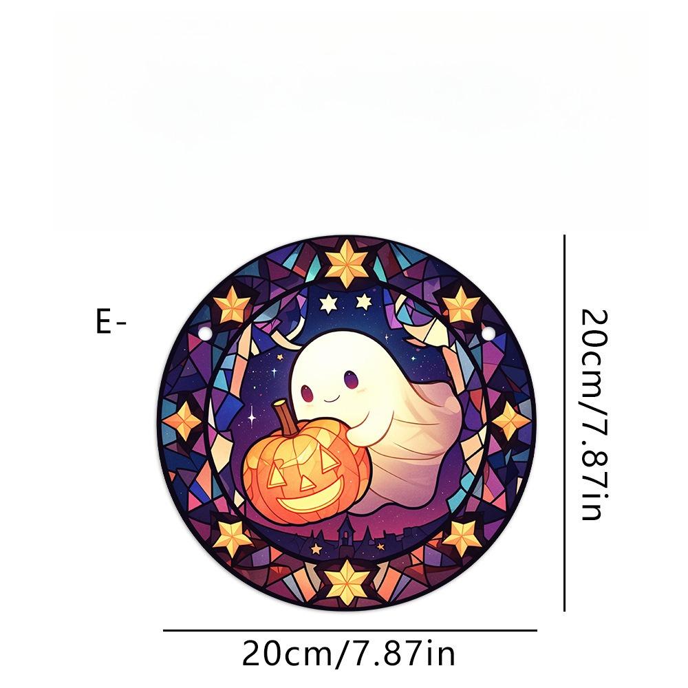 Halloween Ghost Sun Catcher - Circular Acrylic Sign, Acrylic Desktop Ornament, Wall Decor Art, Four Seasons Decoration, Novelty Home Decor