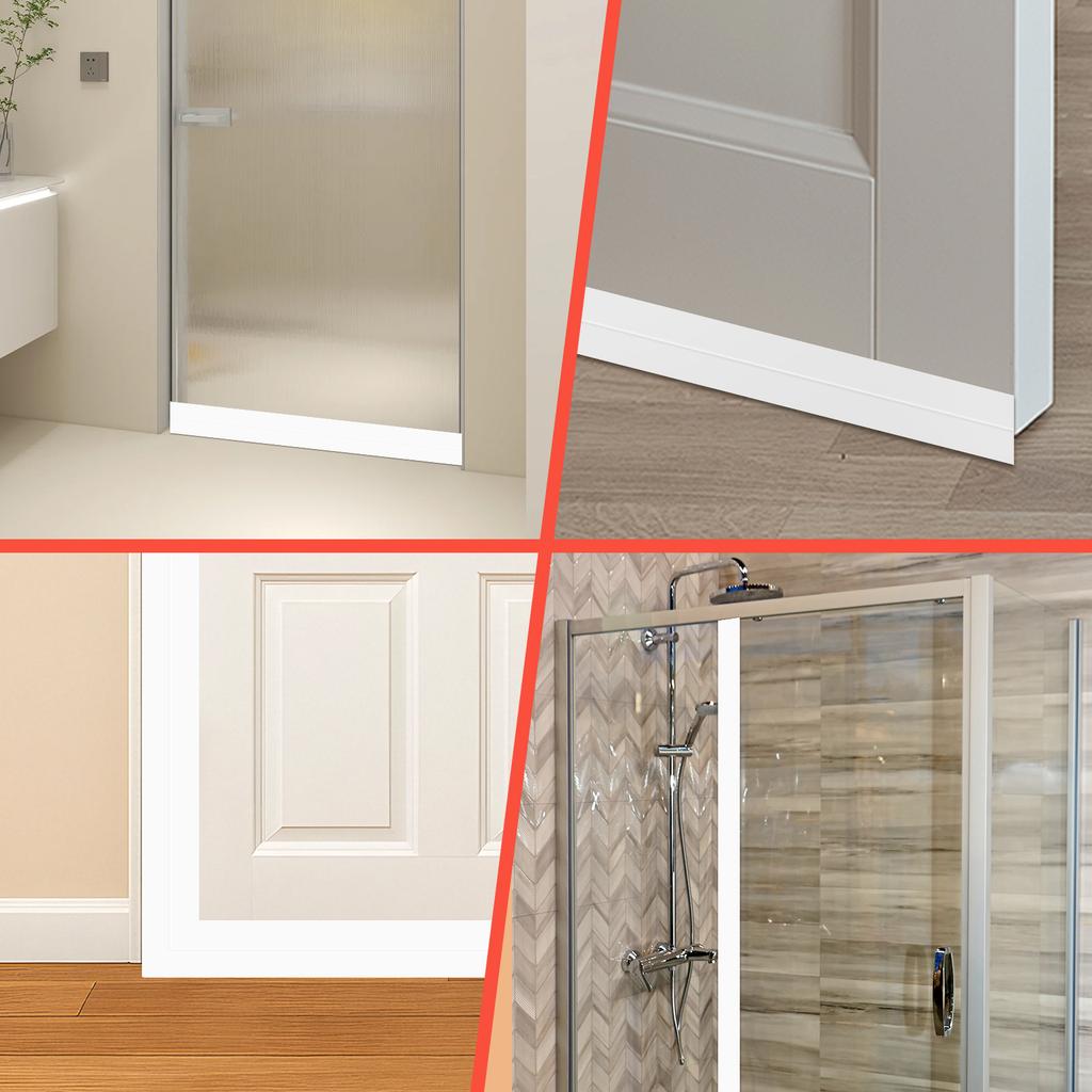 4 PCS Door Sealing Tape Self Adhesive PVC Wall Edge Trim Peel and Stick Corner Molding Door Seal Strip 5m X 60mm for Floor Home