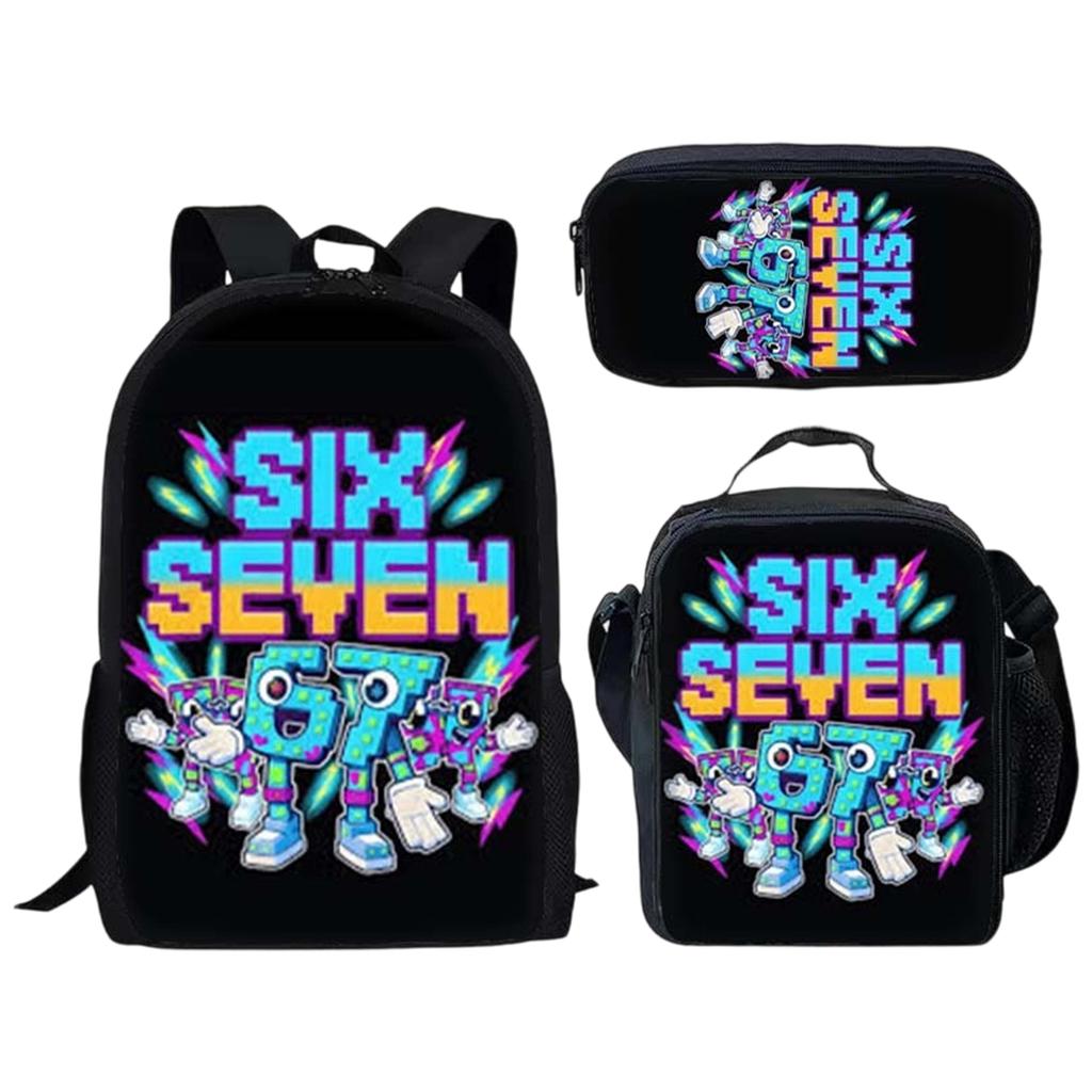 Bedrucktes Rucksack-Set mit Brotdose und Federmäppchen, 3-teiliges Schulbündel für Schüler