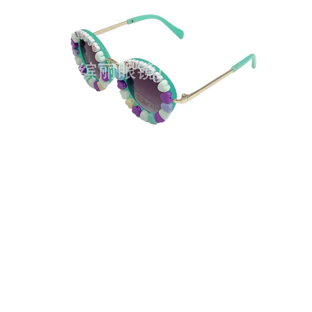 Personalized Fashion Street Photography Children'S Sunglasses, Boys And Girls Uv-Proof Sunglasses, Pearl Cool Glasses
