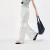 Drop feeling floor length wide leg pants for women, loose and versatile, elastic waisted casual pants