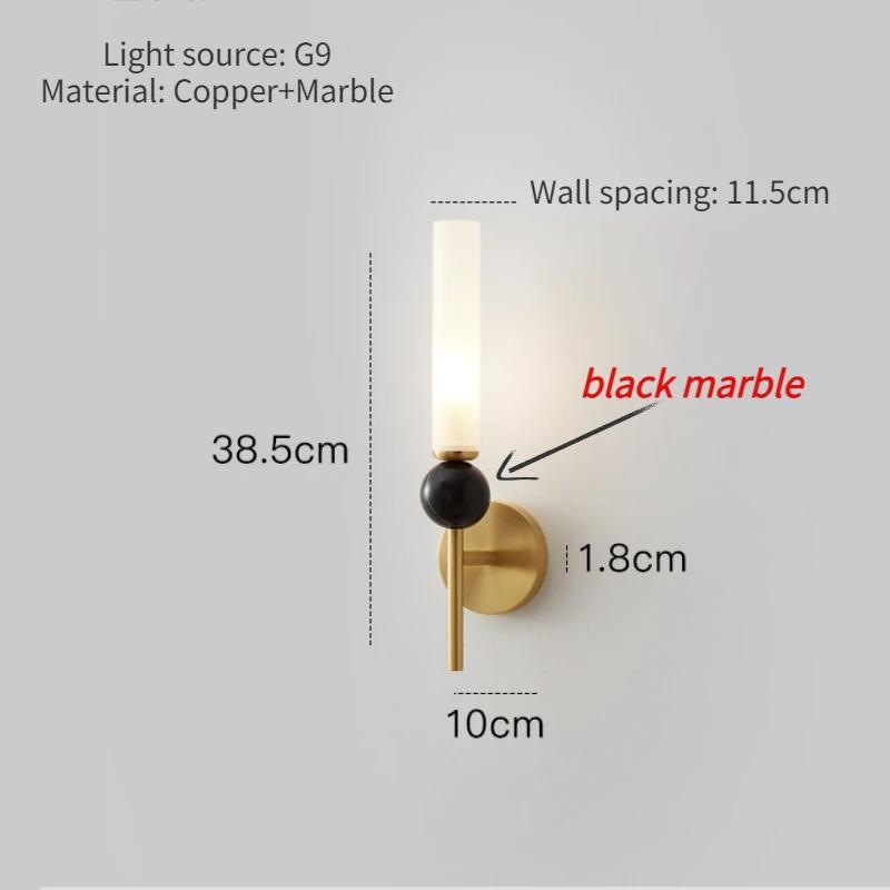 

Легкий роскошный мраморный настенный светильник полностью медный светодиодный светильник для гостиничной спальни балкона лестницы коридора домашнего декора настенный светильник 4000k