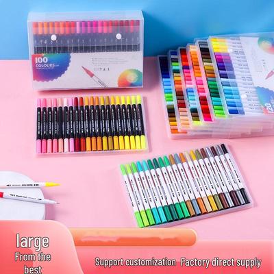 Double-Ended Watercolor Brush & Fineliner Pen Set (12-120 Colors) for Art & Outlining