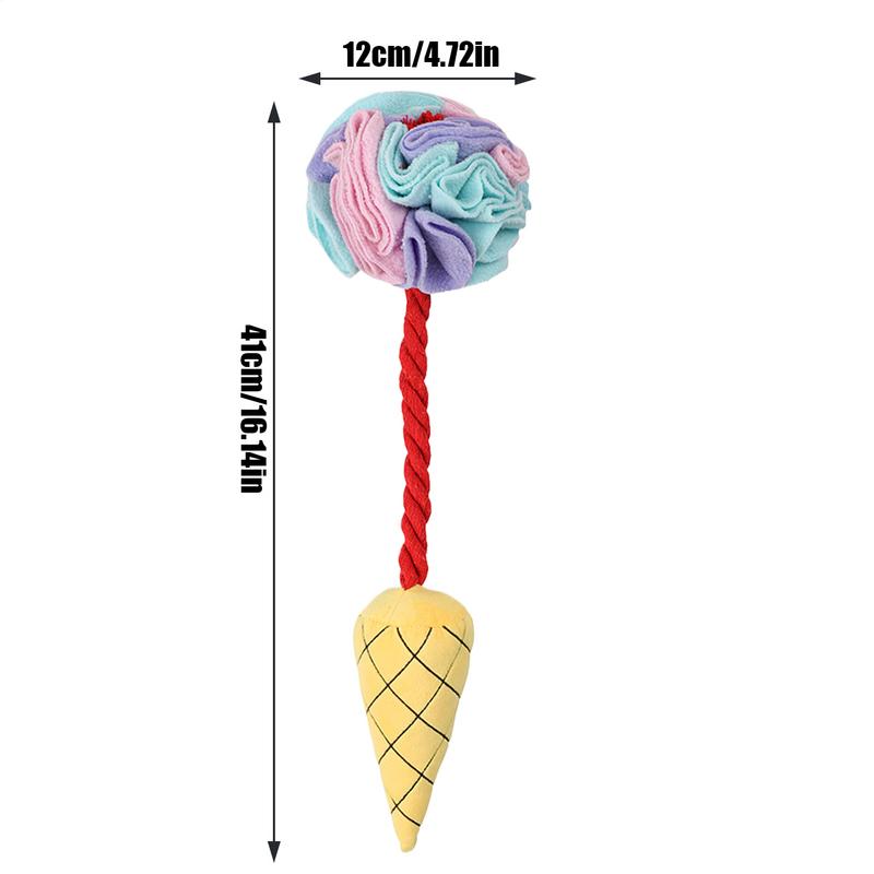 Dog Ice Cream Puzzle Toy Ice Cream Cone Shape Snuffle Toy For Dogs Funny Food Plush Toy Portable Pet Supplies For Small Medium