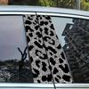 Gray-black Leopard Print 2PC Car B-pillar Protection Sticker Sunscreen Waterproof Scratch-proof Car Decoration Decal One-time