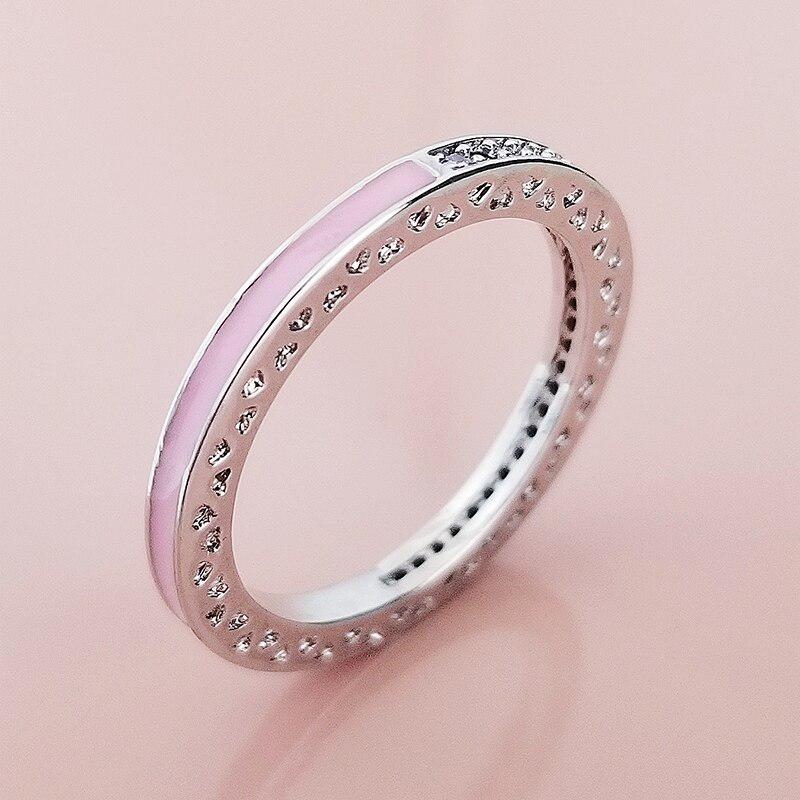 New Trendy Rainbow Simulated Diamond Stackable 925 Sterling Silver Eternity Ring for Women Wedding Finger Band Gift Z30