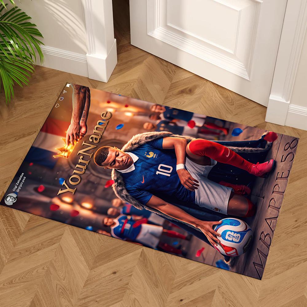 Mbappe Customized Name Carpet Suitable for Game Room Study Room Balcony Dormitory Anti-slip Rug Office Home Decor Perfect Gift for Women/Men
