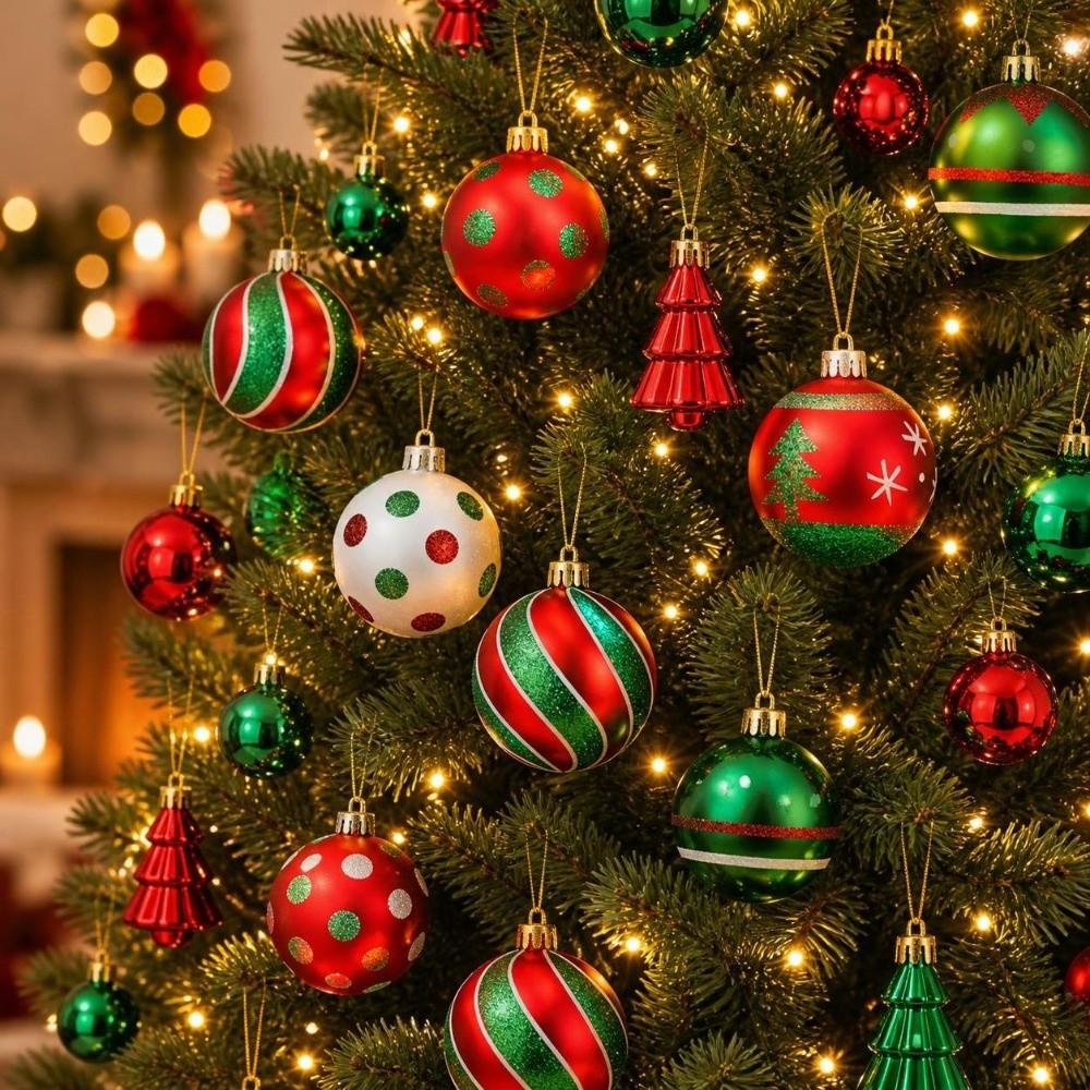 42Pcs/Set Shiny Christmas Ball Creative Xmas Baubles Durable Christmas Tree Balls  Scene Supplies