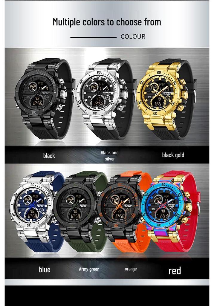 SANDA Men's Waterproof Sporty Digital Watch - Trendy, Cool, and Multifunctional for Teenagers and Students