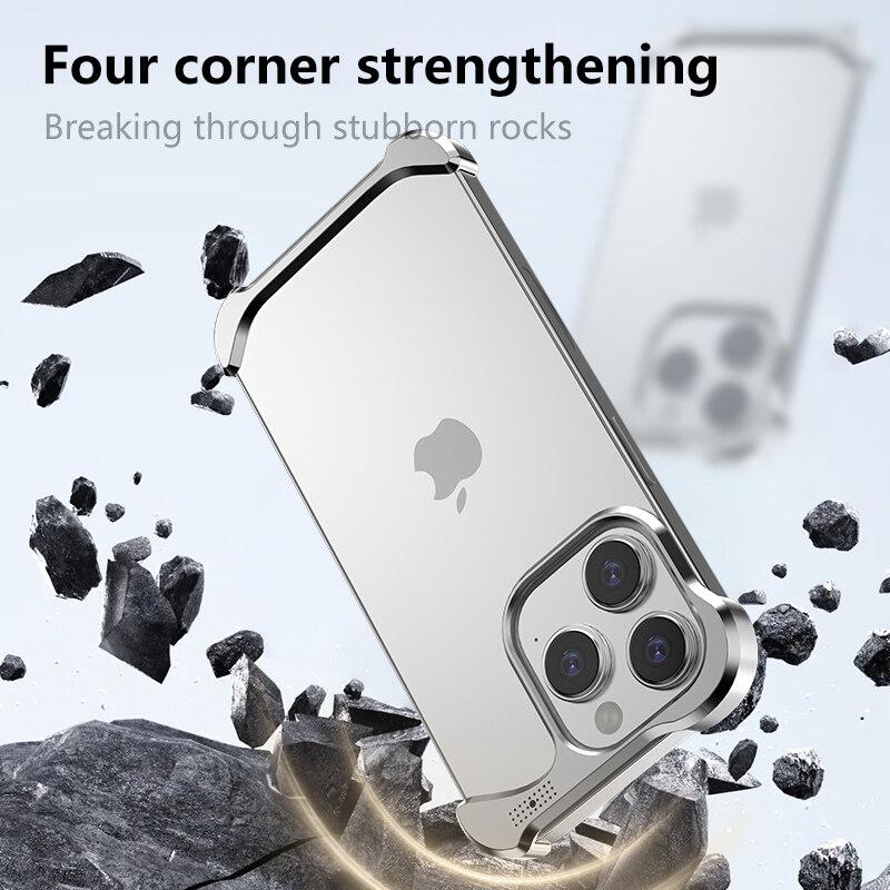 Luxury Irregular Aluminum Alloy Shockproof Phone Case for Apple iPhone 17 Pro Max/17 Air/ 16 Plus/ 15 Pro - Reinforced Bumper with Aromatherapy Design