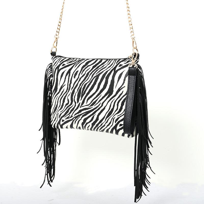 PU Leather Crossbody Bags for Women Zebra Print Patchwork Shoulder Handbags Designer Tassels Wristlet Clutch Wallet