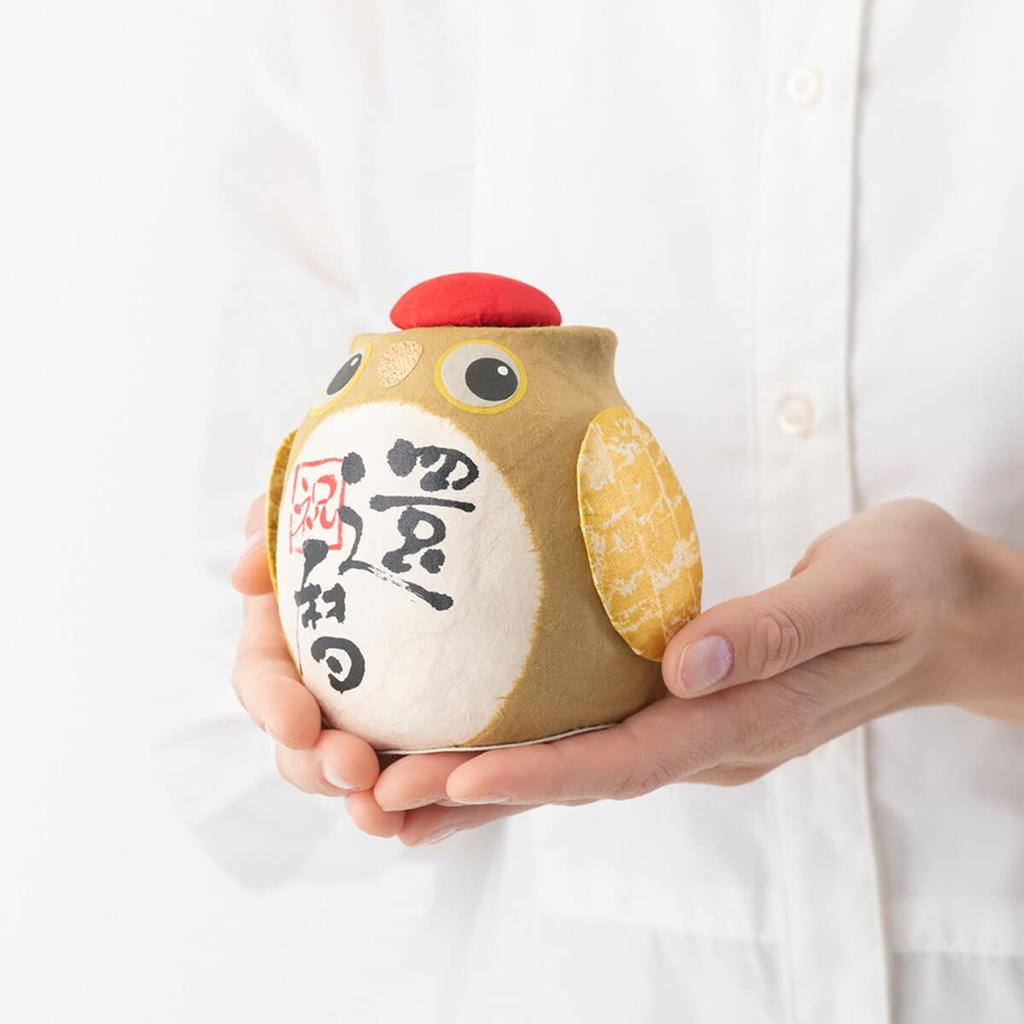 FUN fun 60th Birthday Celebration Longevity Celebration Owl with Wooden Tag for Health and Longevity Ryukodo Gift Owl, [Authentic Product]
