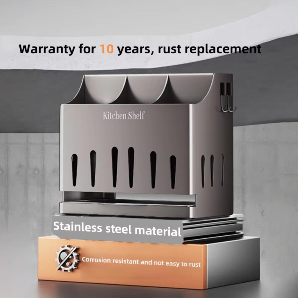 Integrated Cutlery Holder Stainless Steel Cutter Storage Rack Durable Spoon Fork Organizer  Home