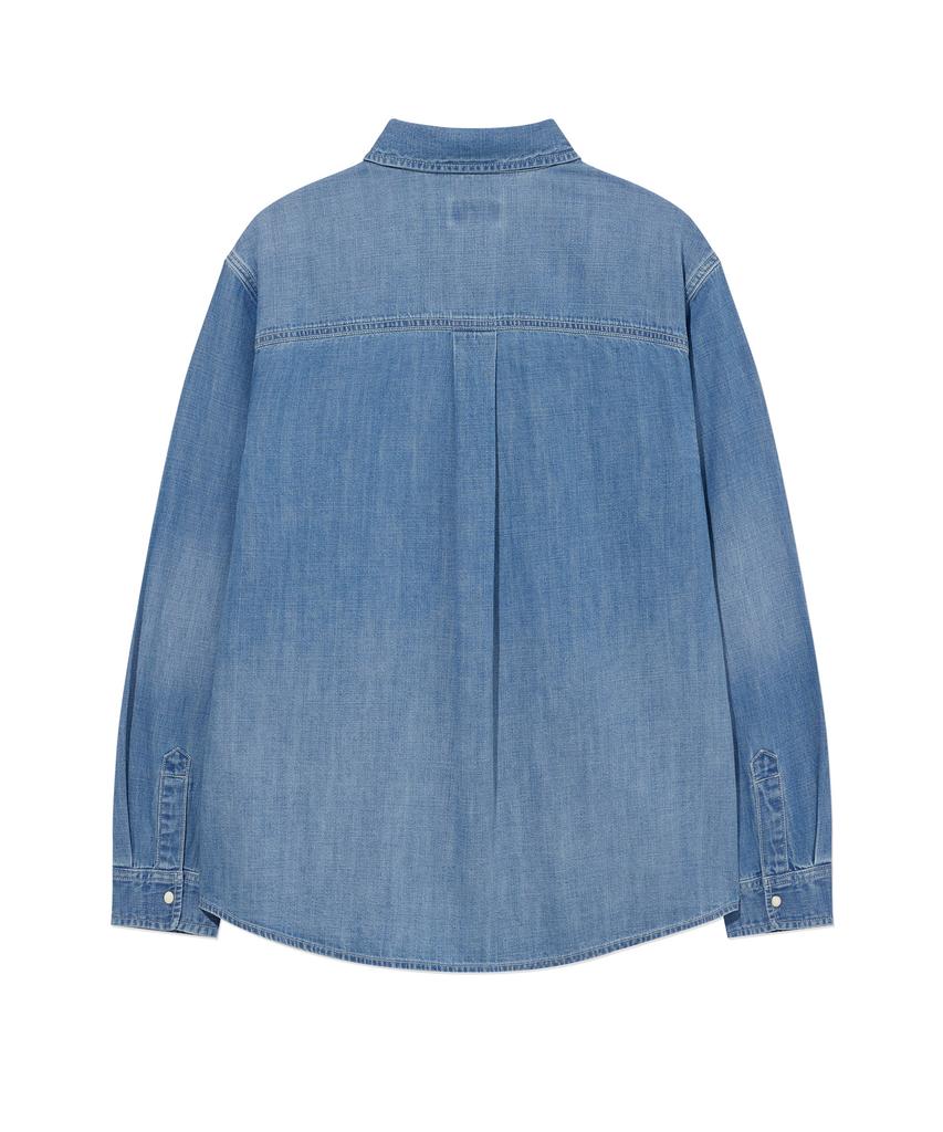 COVERNAT WOMAN Pocket Denim Shirt Blue