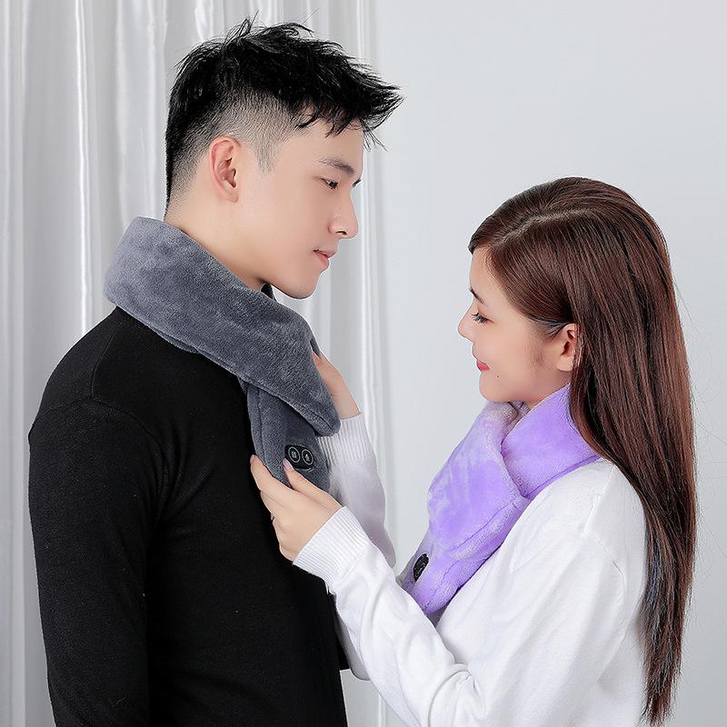 Smart Heated Scarf with Vibration Massage for Men & Women - Winter Neck Warmer, Solid Color