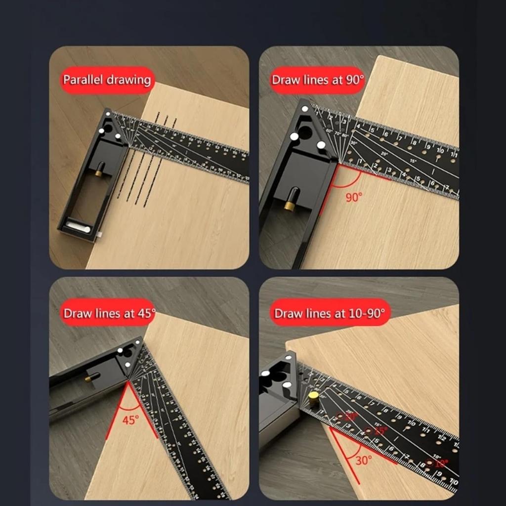 Tooltekt Square, 2024 New Woodworking Square Ruler, Multifunctional Right Angle Ruler, Multi-Angle Measuring Ruler Professional Measuring Tool, L