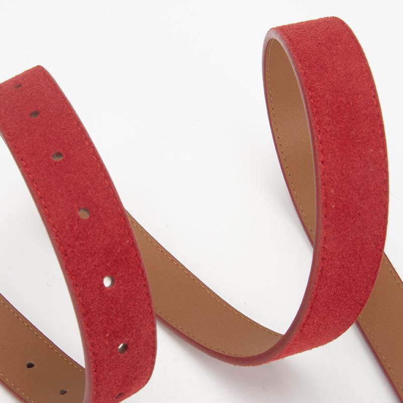 Simple Matte Velvet Belt Women'S Square Buckle High-End Leather Jeans Decorative Belt Women'S