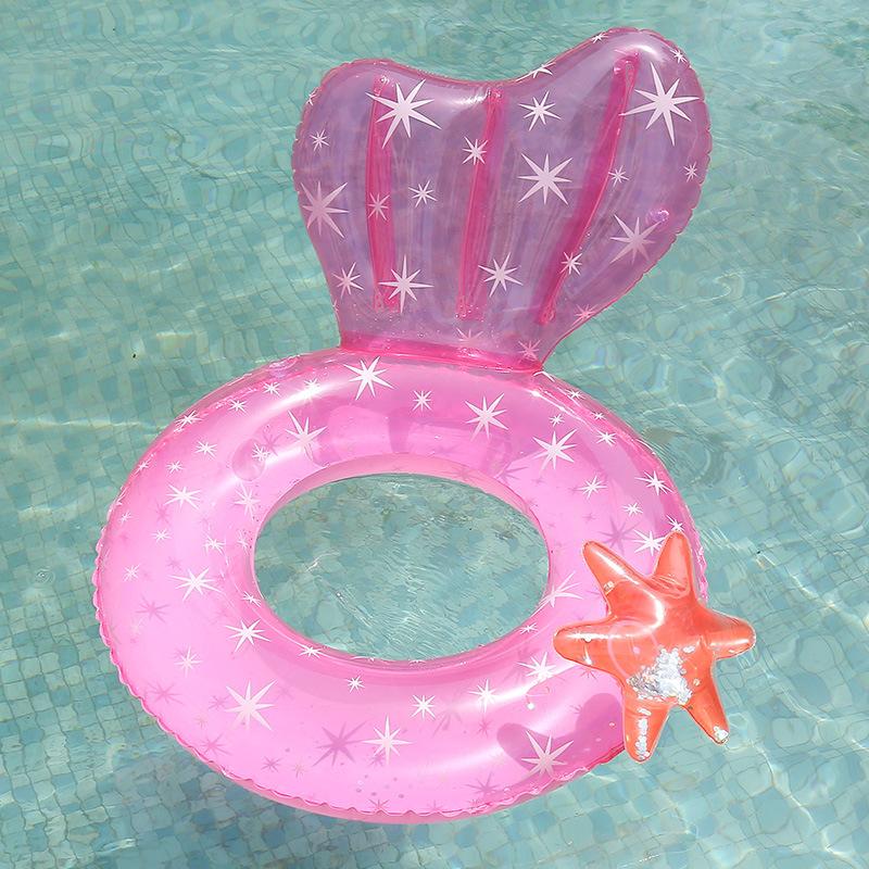 

Adult Thickened Pvc And Enlarged Semi Transparent Starfish Sequin Swim Ring рожевий