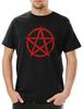 Red Pentagram Sign Men's T-Shirt Satan Crowley Pentagram Satan 666 Satanic