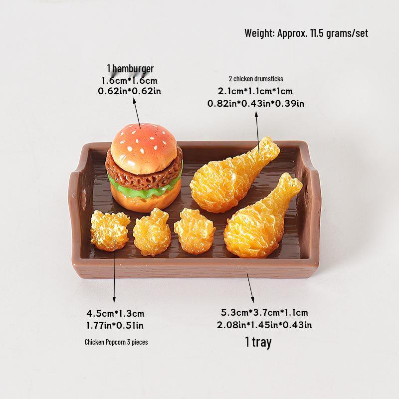 

Mini Dollhouse Fried Chicken Tray Ornament - DIY Hamburger Scene with Chicken Leg Accessories