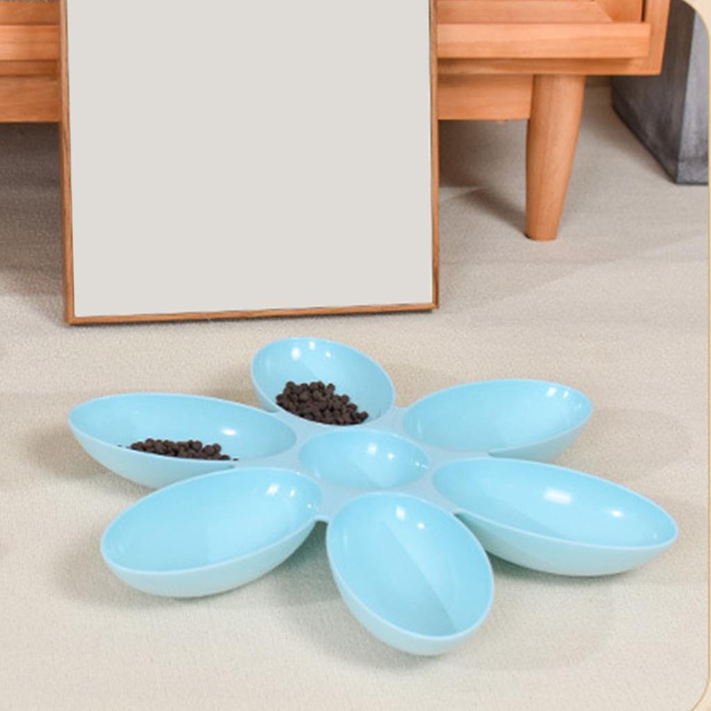 Cat Food Bowl Plastic 6 Petals Long Lasting Easy To Clean Puppy Food Feeder for Small Cats Kittens