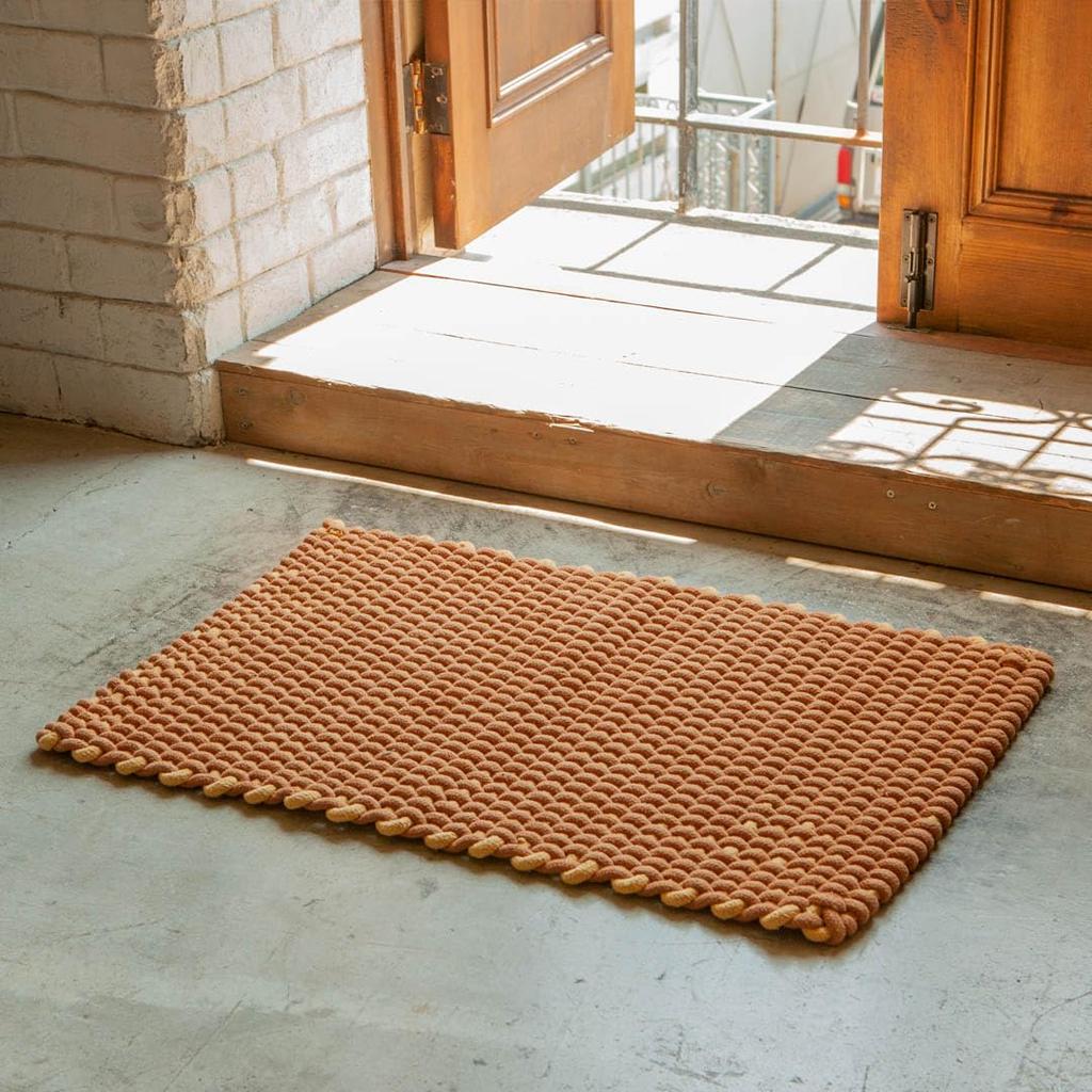 Dulton Cotton Rope Rug Mat 500 x 750mm Brown Yellow Bicolor Living Room Carpet Brown Yellow RN-0528-75BR