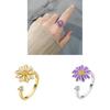 European Style Adjustable Flower Ring With Enamel Finish For Fashion Womens Accessories