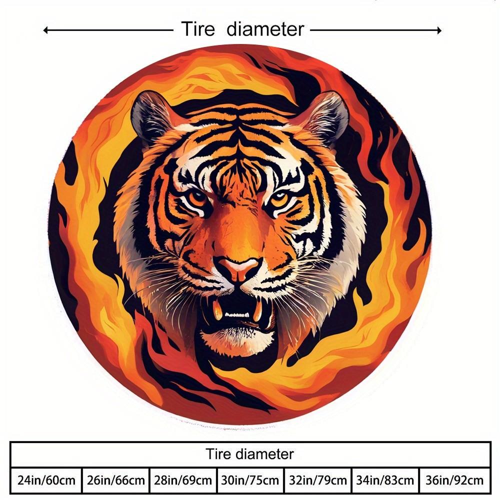 Fierce Flame Tiger Spare Tire Cover Durable Polyester For SUV Truck Outdoor Protection